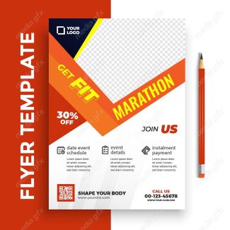 وکتور طرح آماده تراکت یا پوستر باشگاه بدنسازی MV004904