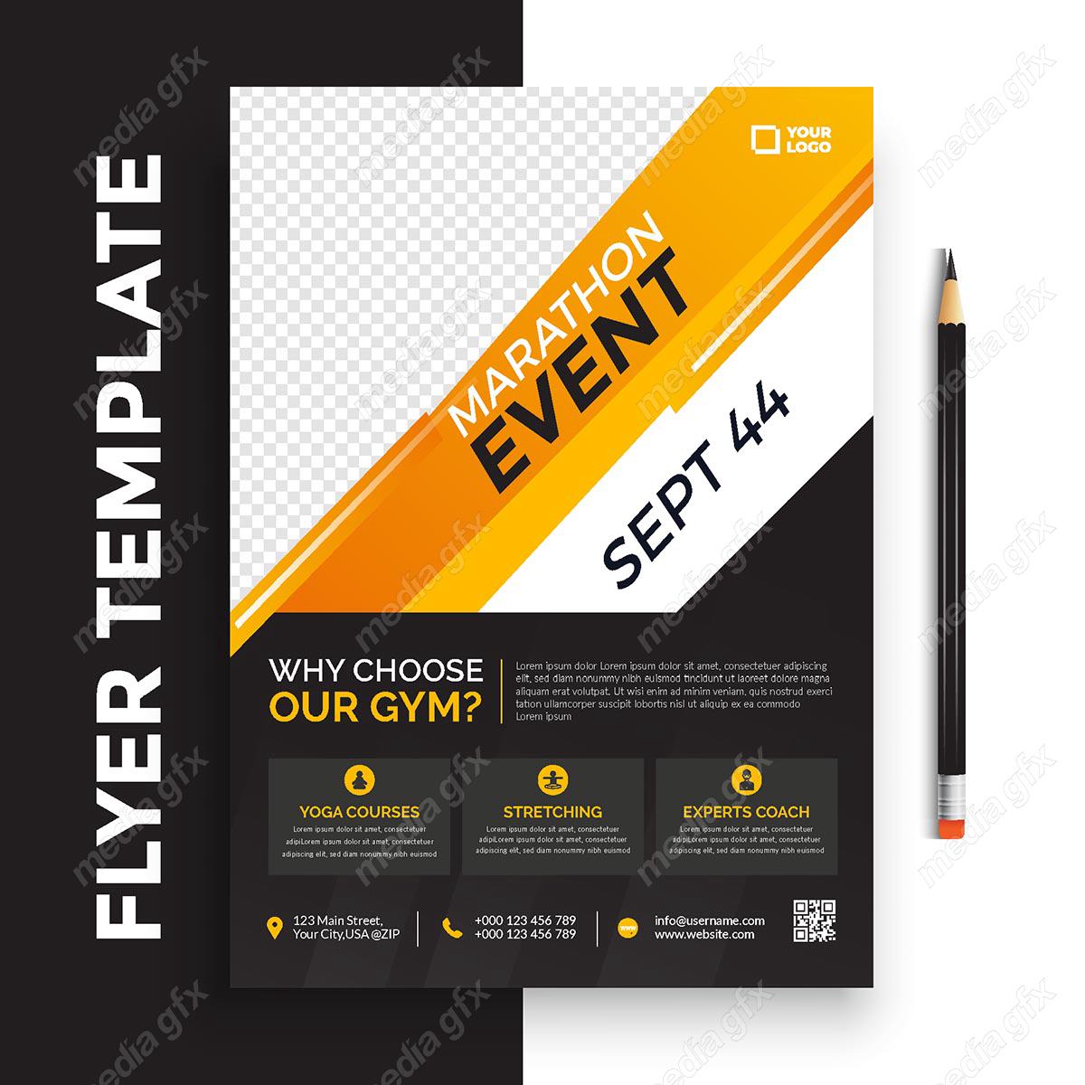 وکتور طرح آماده تراکت یا پوستر باشگاه بدنسازی MV004905