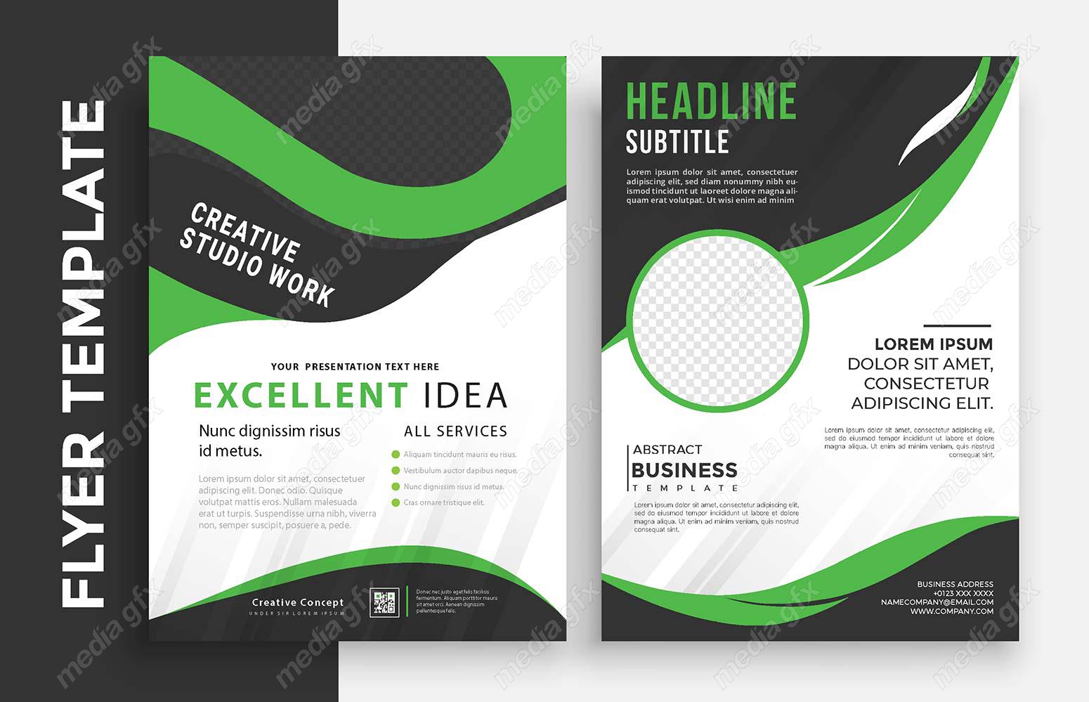 وکتور تمپلیت آماده فلایر تراکت شیک و خلاقانه پشت و رو MV004924