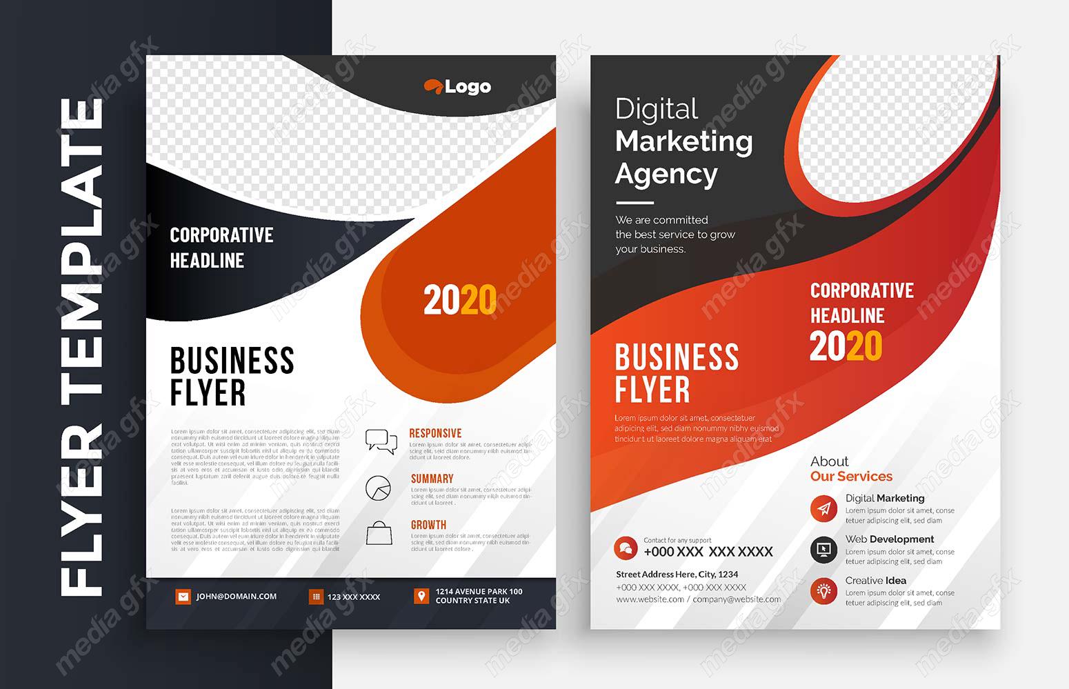 وکتور تمپلیت آماده فلایر تراکت شیک و خلاقانه پشت و رو MV004927