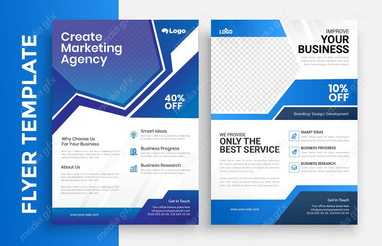 وکتور تمپلیت آماده فلایر تراکت شیک و خلاقانه پشت و رو MV004933