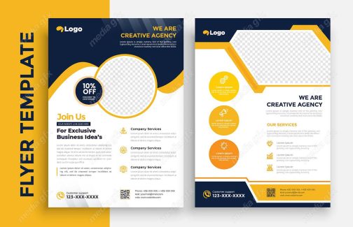 وکتور تمپلیت آماده فلایر تراکت شیک و خلاقانه پشت و رو MV004935