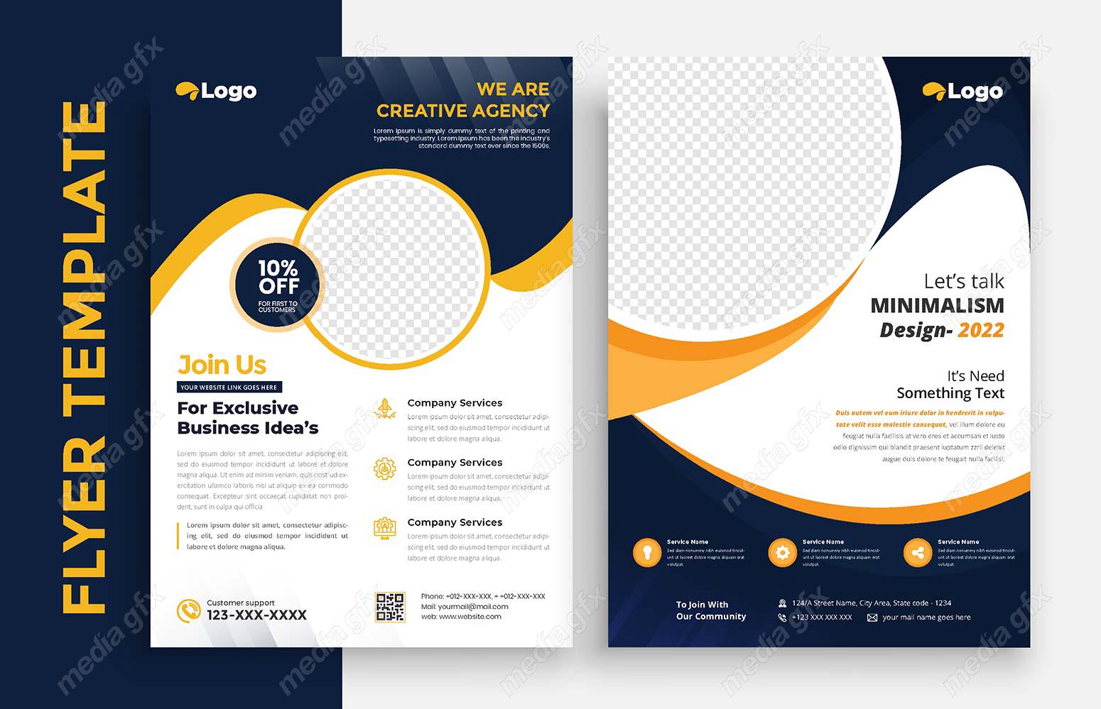 وکتور تمپلیت آماده فلایر تراکت شیک و خلاقانه پشت و رو MV004936