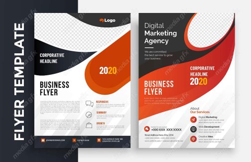 وکتور تمپلیت آماده فلایر تراکت شیک و خلاقانه پشت و رو MV004946