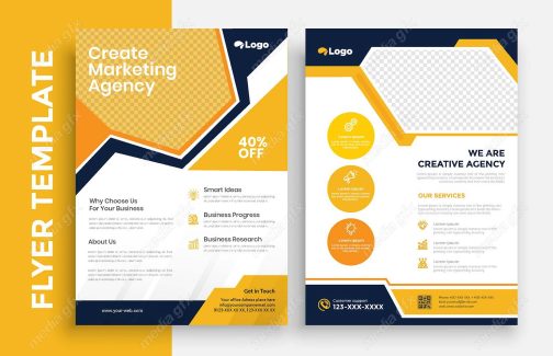 وکتور تمپلیت آماده فلایر تراکت شیک و خلاقانه پشت و رو MV004953