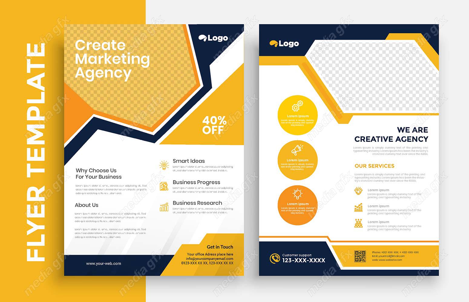 وکتور تمپلیت آماده فلایر تراکت شیک و خلاقانه پشت و رو MV004953