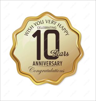 وکتور طرح لیبل طلایی سالگرد 10 سالگی شیک و لاکچری MV004967