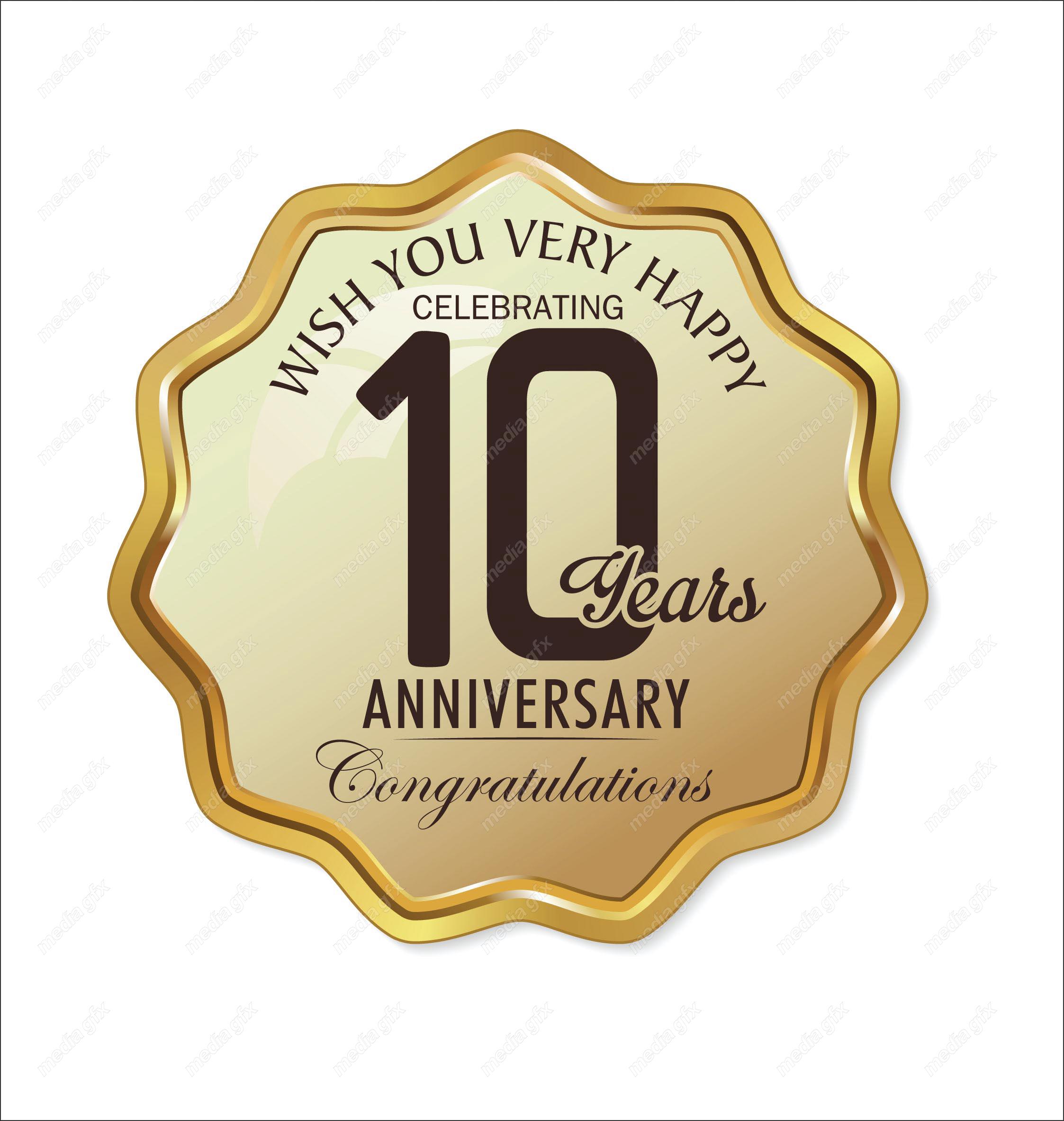 وکتور طرح لیبل طلایی سالگرد 10 سالگی شیک و لاکچری MV004967