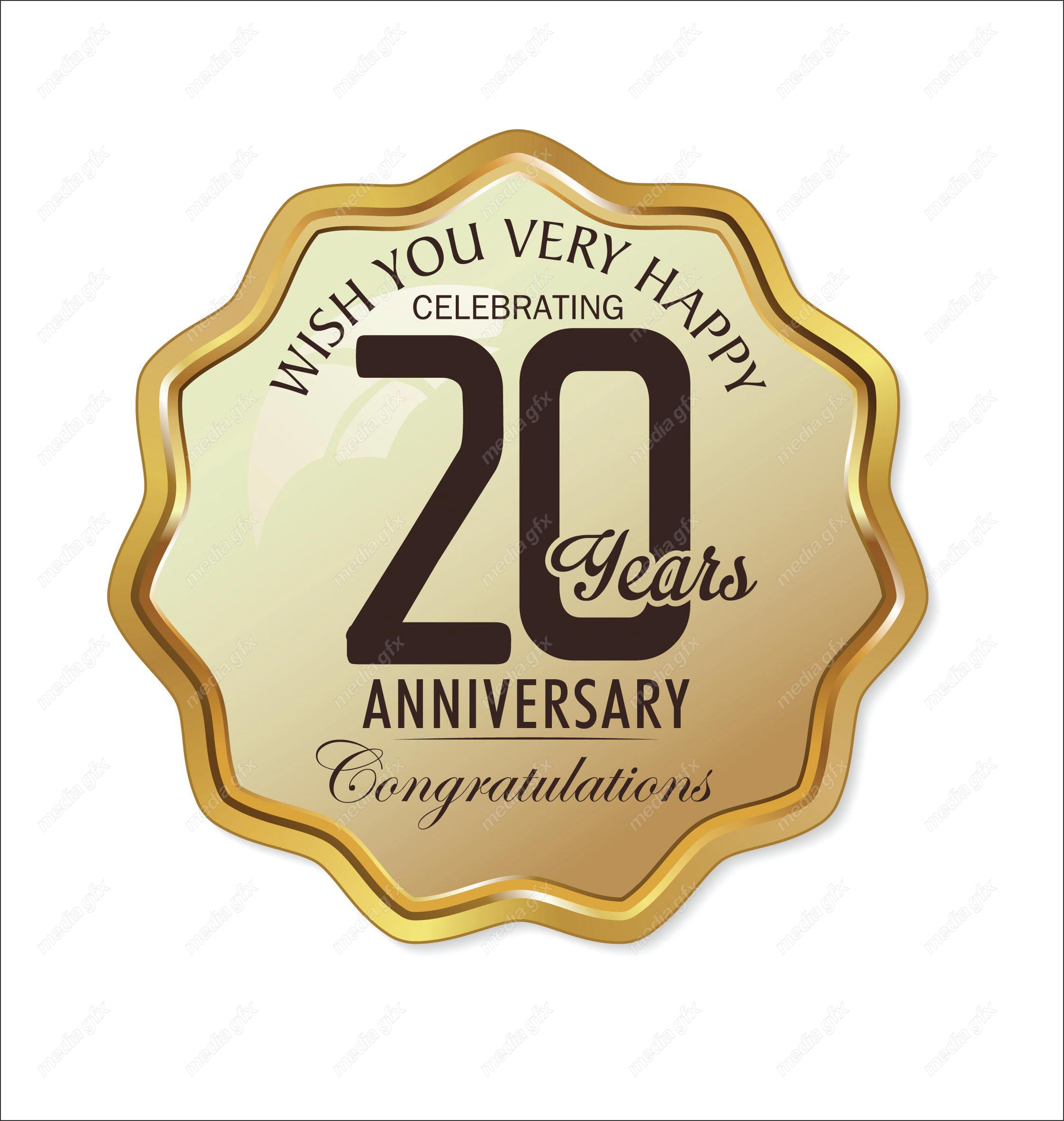 وکتور طرح لیبل طلایی سالگرد 20 سالگی شیک و لاکچری MV004968