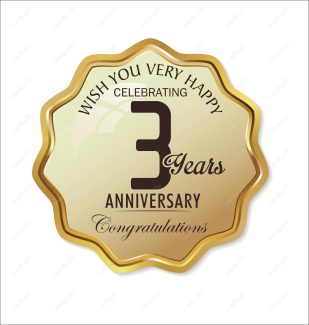 وکتور طرح لیبل طلایی سالگرد 3 سالگی شیک و لاکچری MV004960