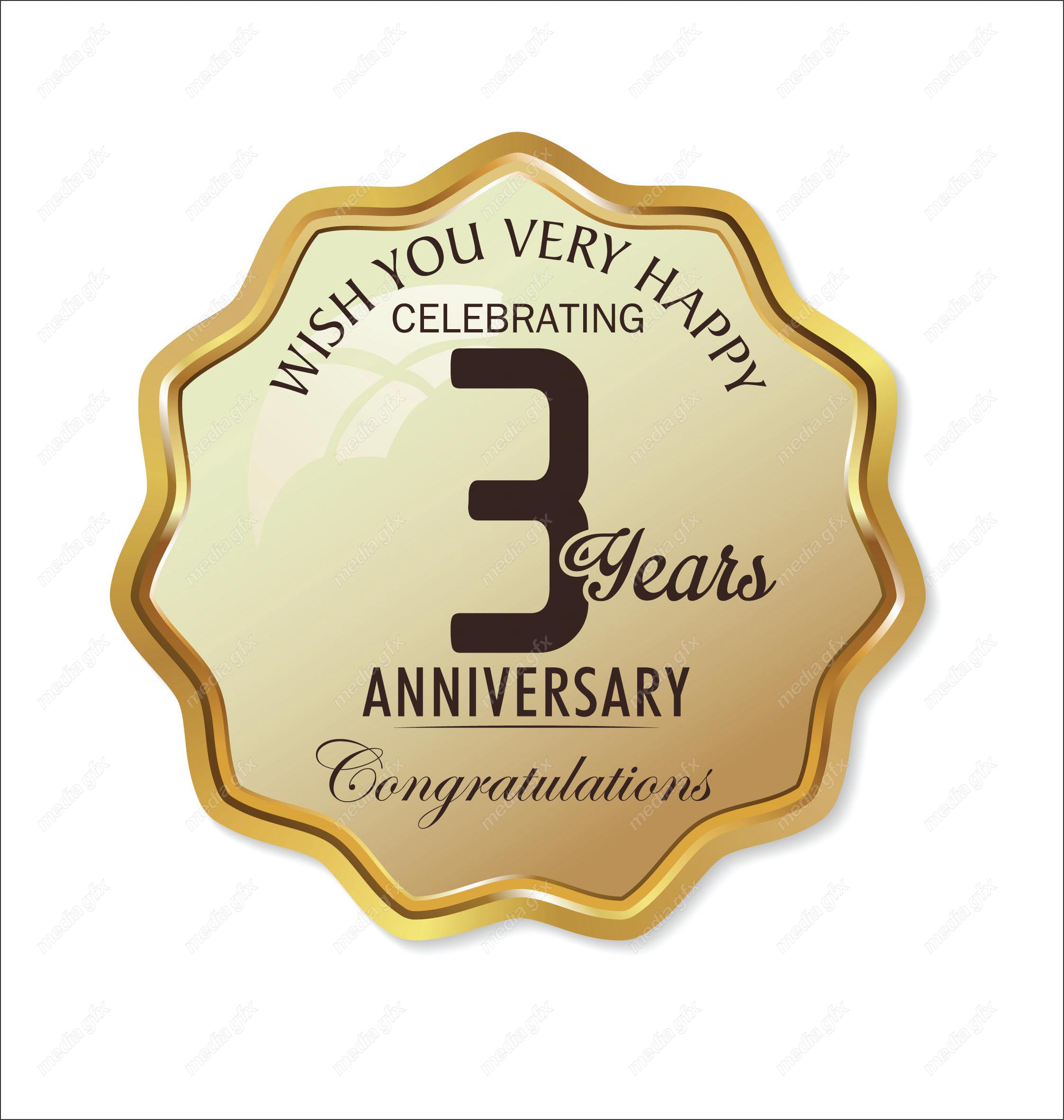 وکتور طرح لیبل طلایی سالگرد 3 سالگی شیک و لاکچری MV004960