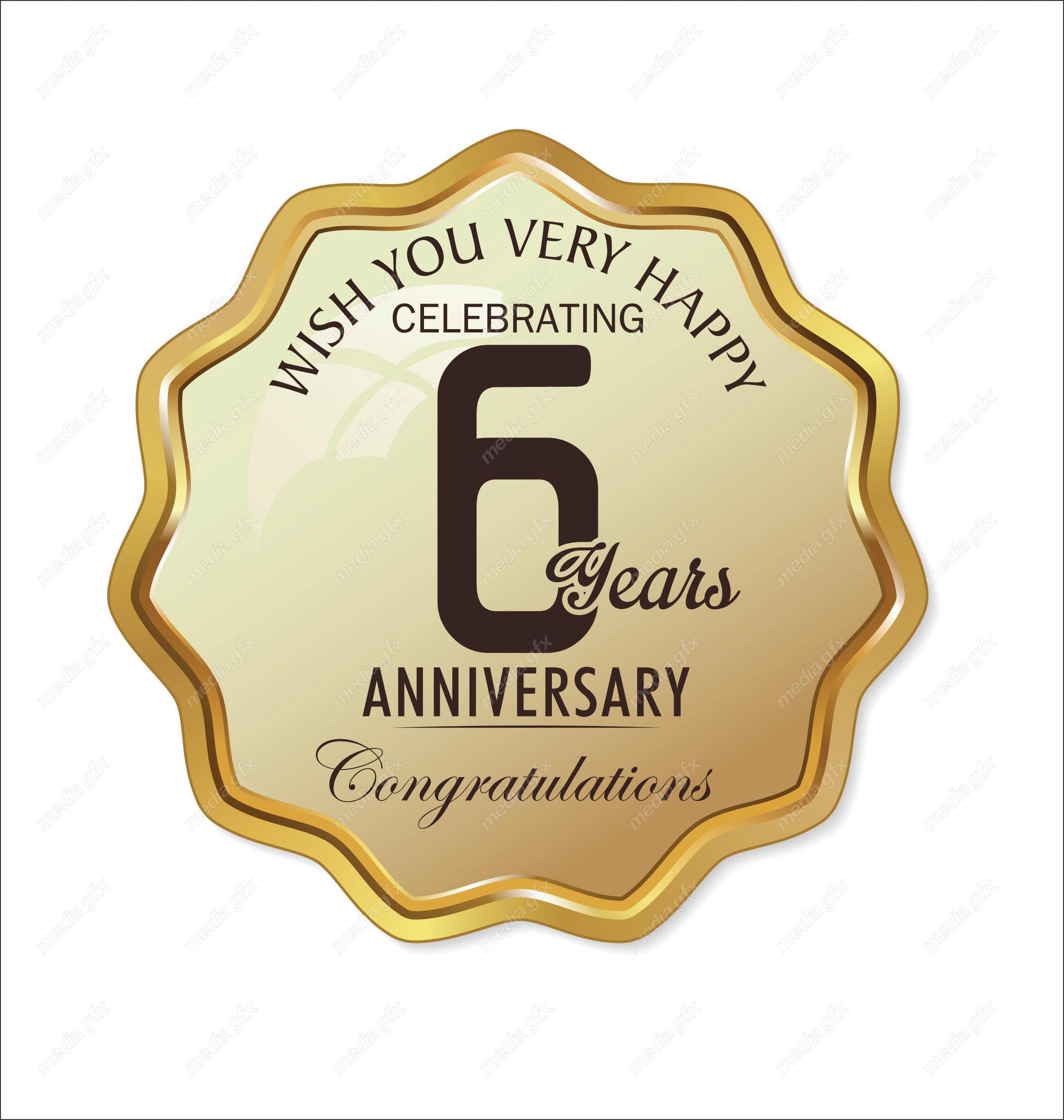 وکتور طرح لیبل طلایی سالگرد 6 سالگی شیک و لاکچری MV004963