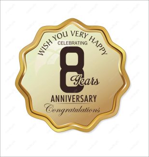 وکتور طرح لیبل طلایی سالگرد 8 سالگی شیک و لاکچری MV004965