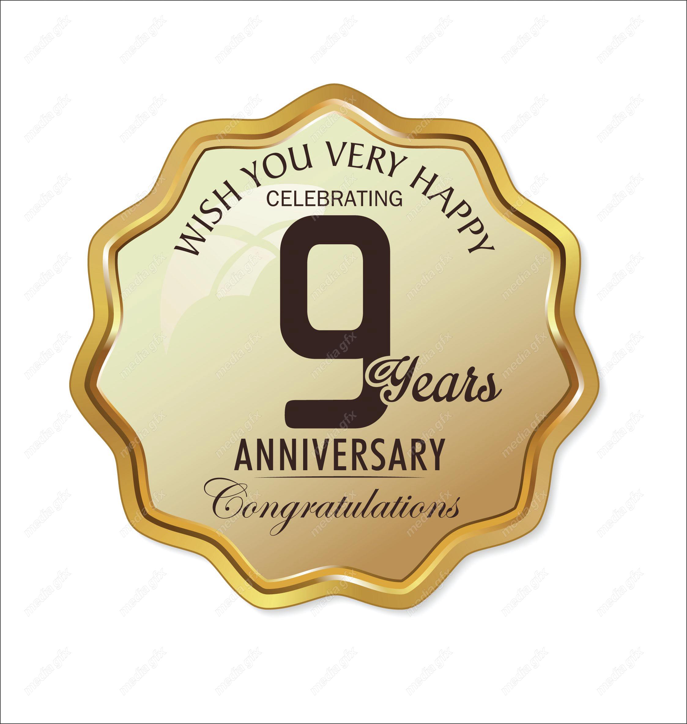 وکتور طرح لیبل طلایی سالگرد 9 سالگی شیک و لاکچری MV004966