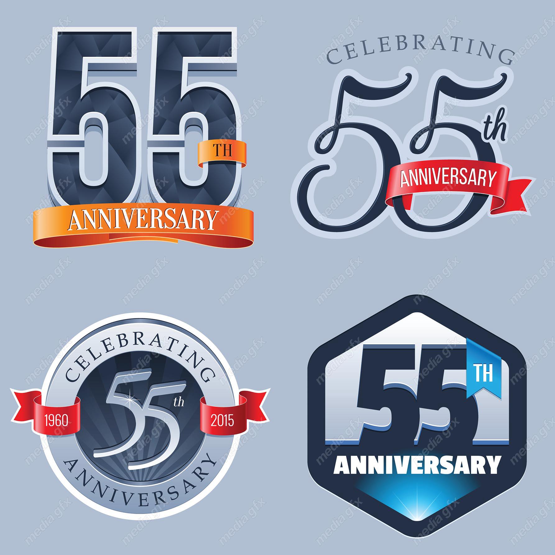 وکتور طرح لیبل اعداد سالگرد 55 سالگی MV004988