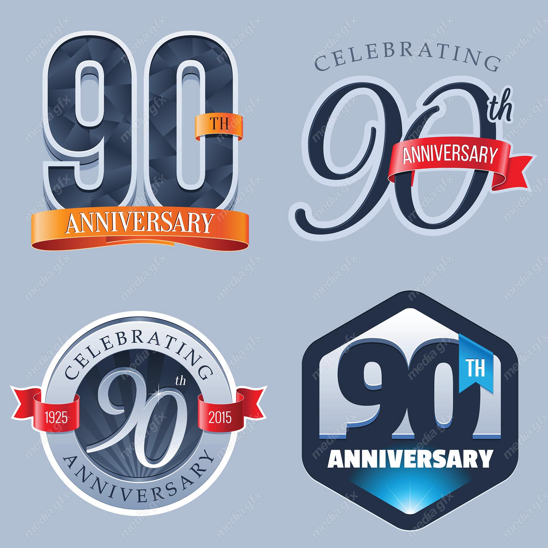 وکتور طرح لیبل اعداد سالگرد 90 سالگی MV004995