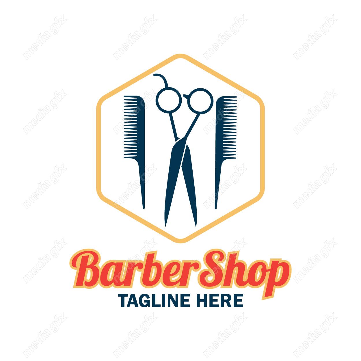 وکتور طرح لوگوی آرایشگر و آرایشگاه و سلمونی مردانه MV005003