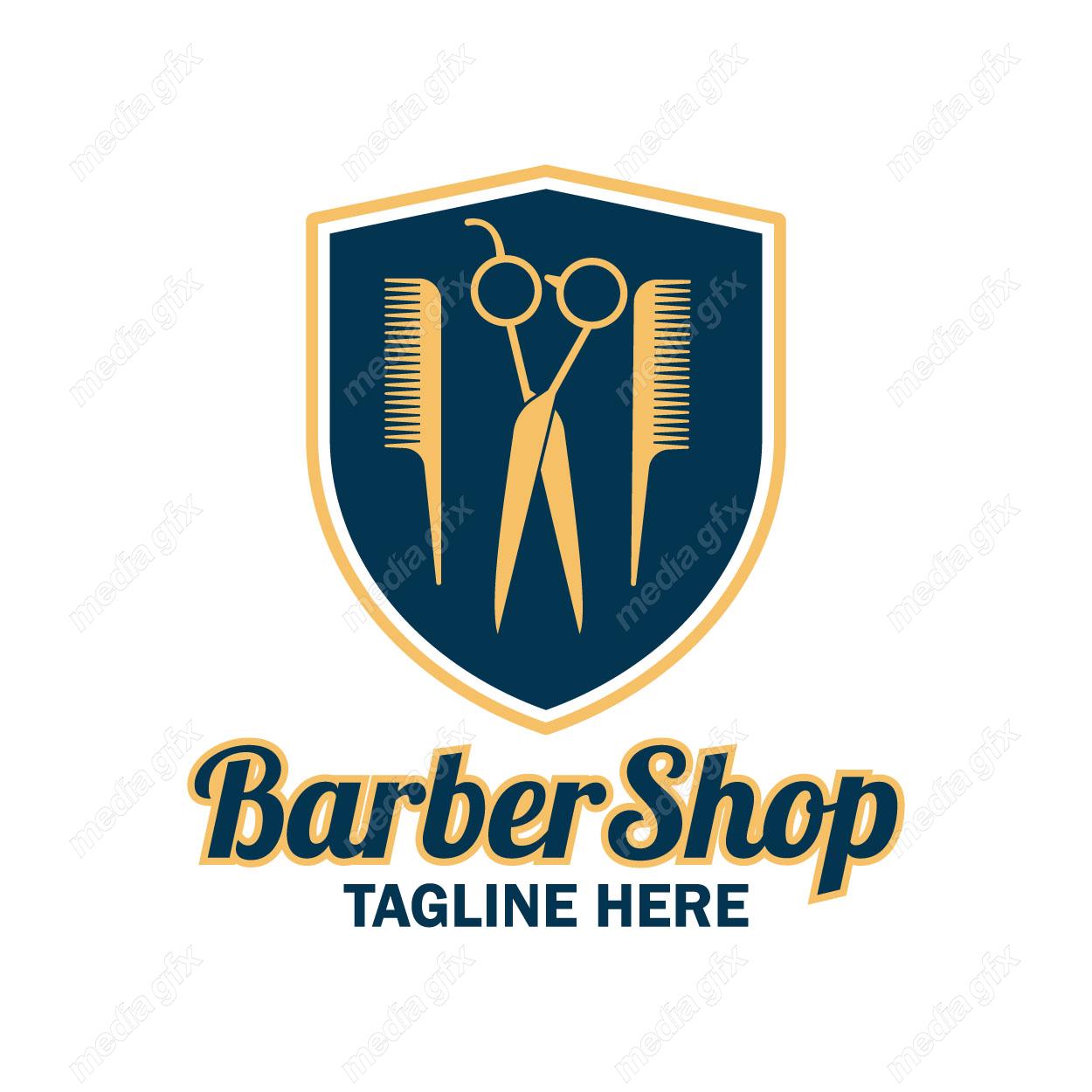 وکتور طرح لوگوی آرایشگر و آرایشگاه و سلمونی مردانه MV005005