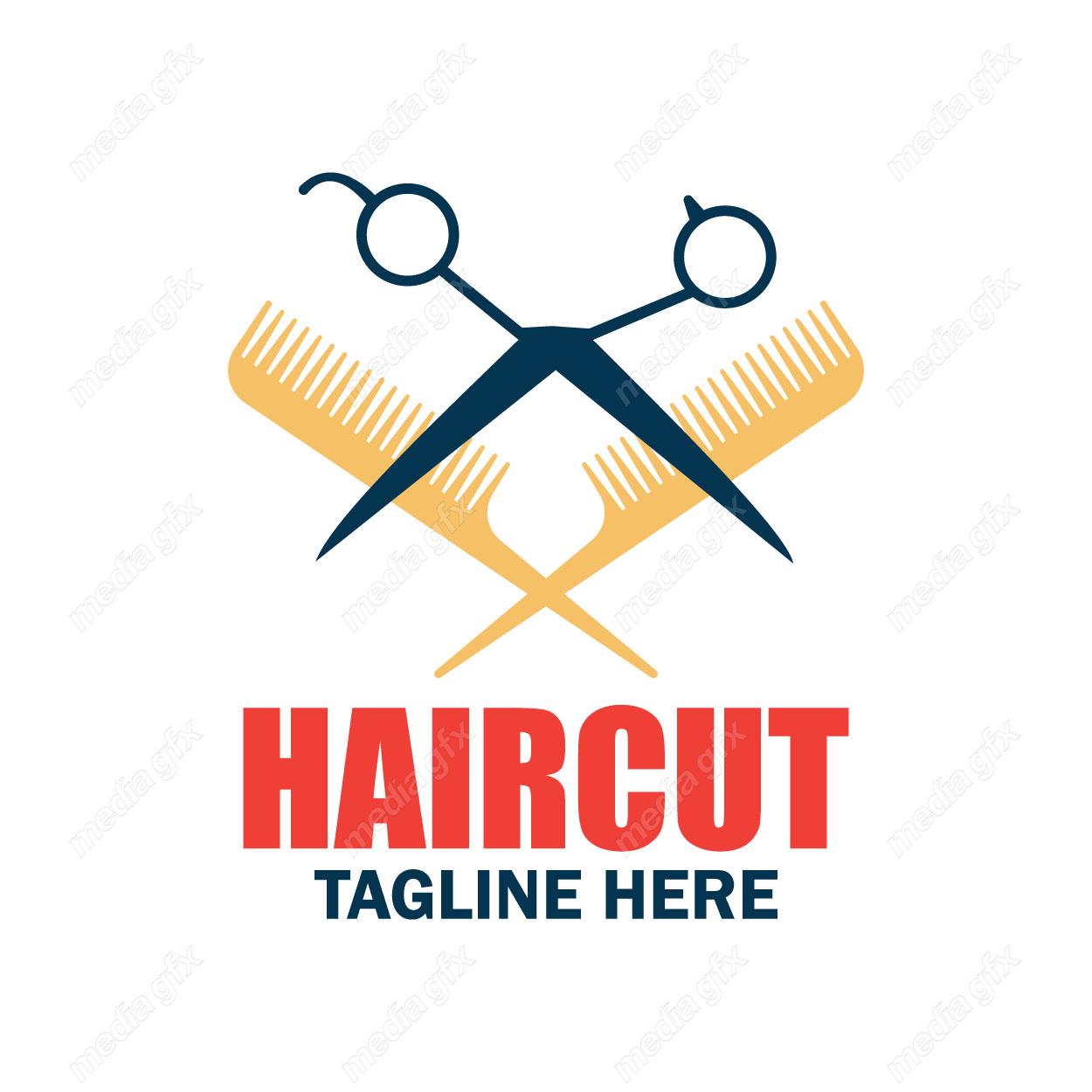 وکتور طرح لوگوی آرایشگر و آرایشگاه و سلمونی مردانه MV005006