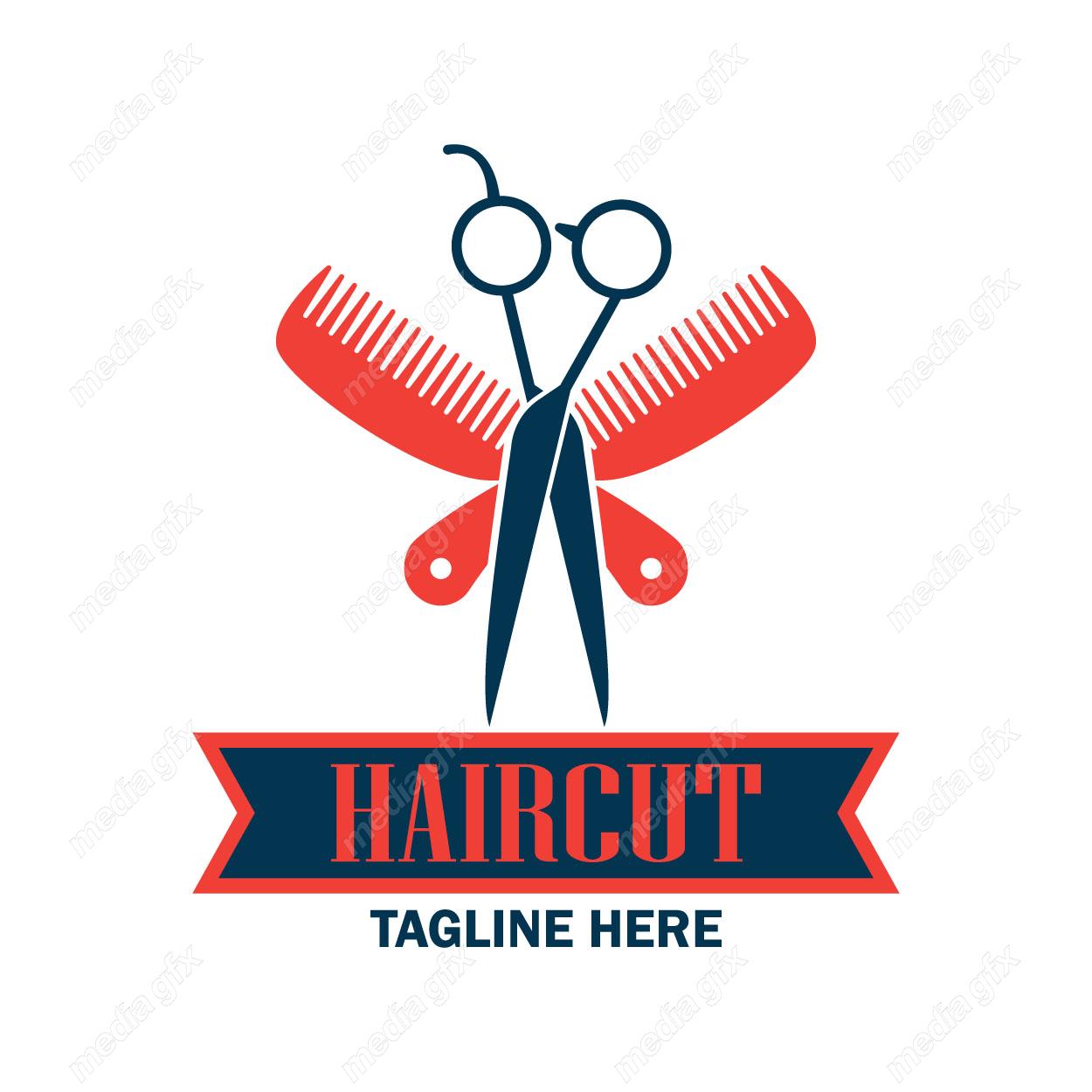 وکتور طرح لوگوی آرایشگر و آرایشگاه و سلمونی مردانه MV005012