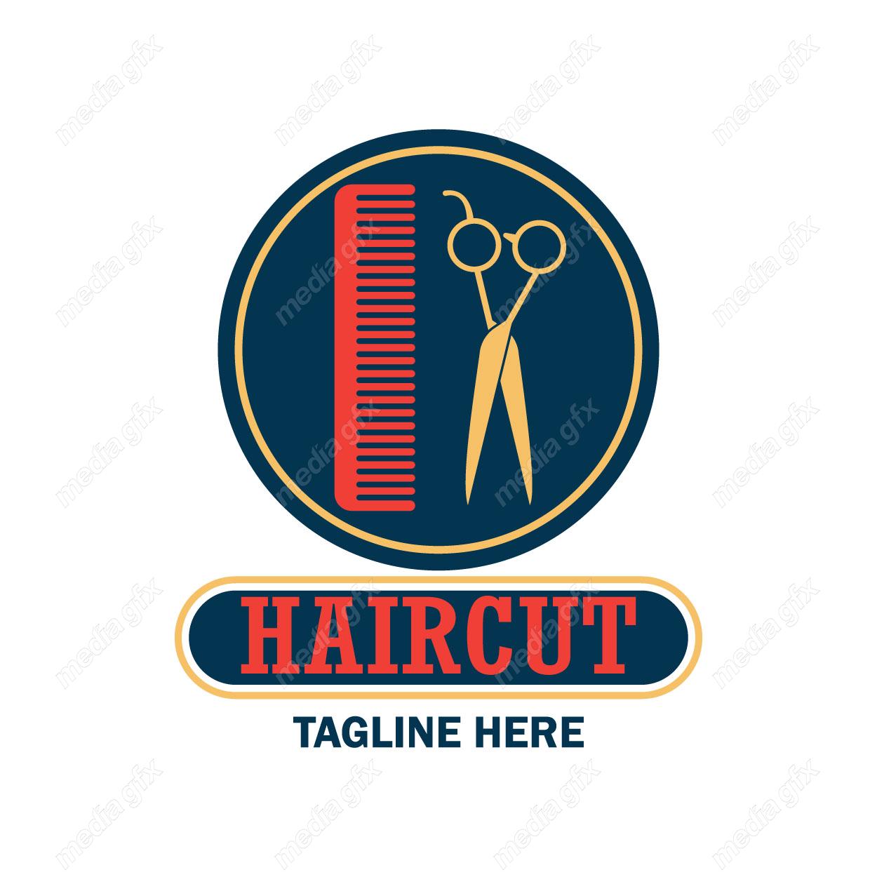 وکتور طرح لوگوی آرایشگر و آرایشگاه و سلمونی مردانه MV005017