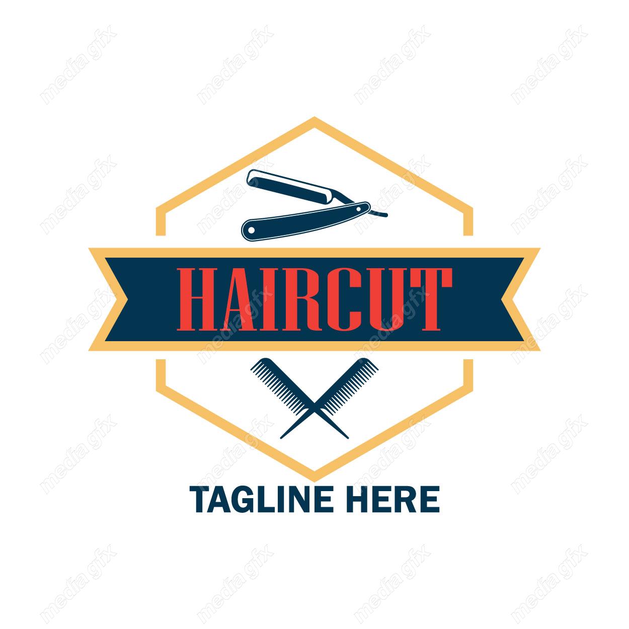 وکتور طرح لوگوی آرایشگر و آرایشگاه و سلمونی مردانه MV005019