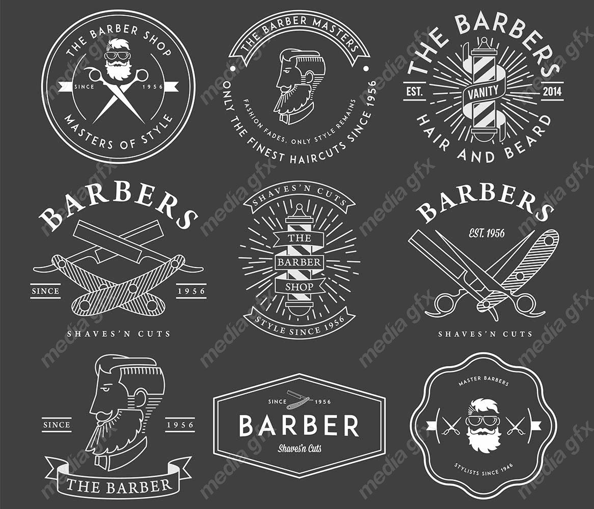 وکتور طرح لوگوی آرایشگر، قیچی، تیغ، شانه و ماشین اصلاح MV005027