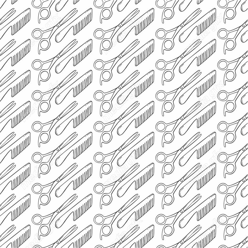 وکتور طرح پترن انه و قیچی آرایشگری خطی MV005049