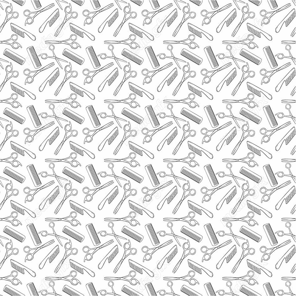 وکتور طرح پترن آرایشگری قیچی و شانه MV005048