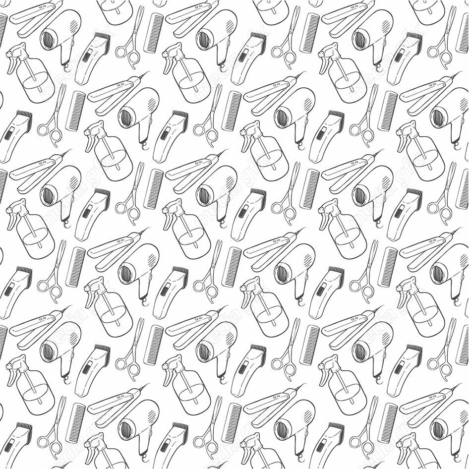 وکتور طرح پترن لوازم آرایشگری خطی MV005061