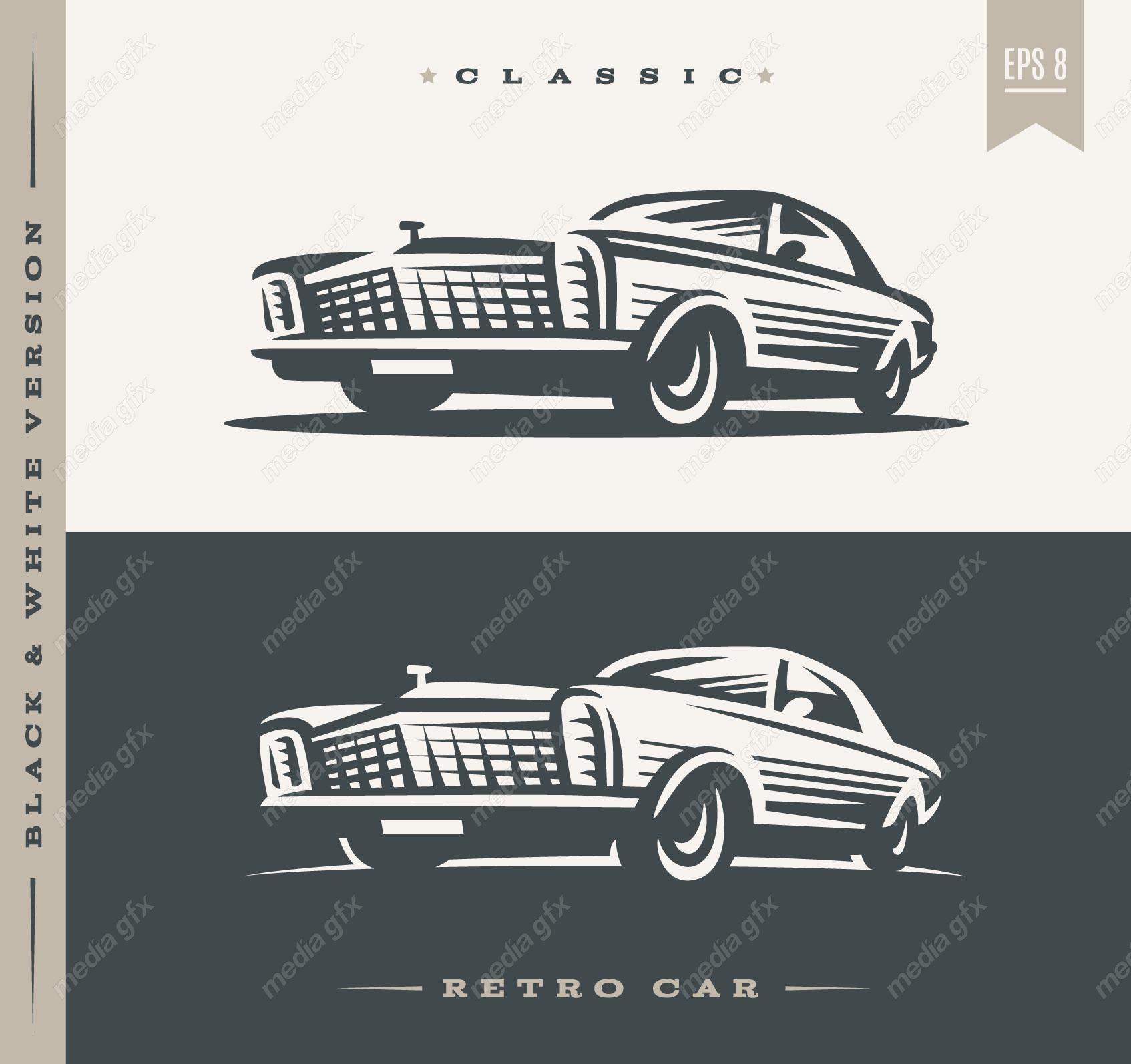 وکتور طرح لوگوی ماشین یا خودروی قدیمی و نوستالژیک MV005093