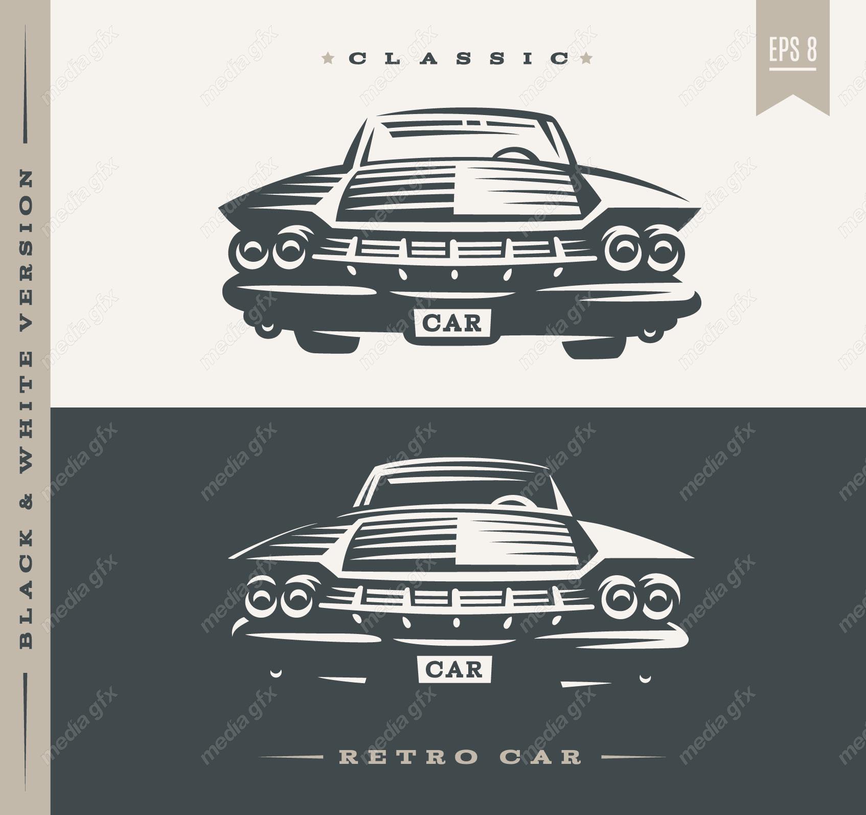 وکتور طرح لوگوی ماشین یا خودروی قدیمی و نوستالژیک MV005098