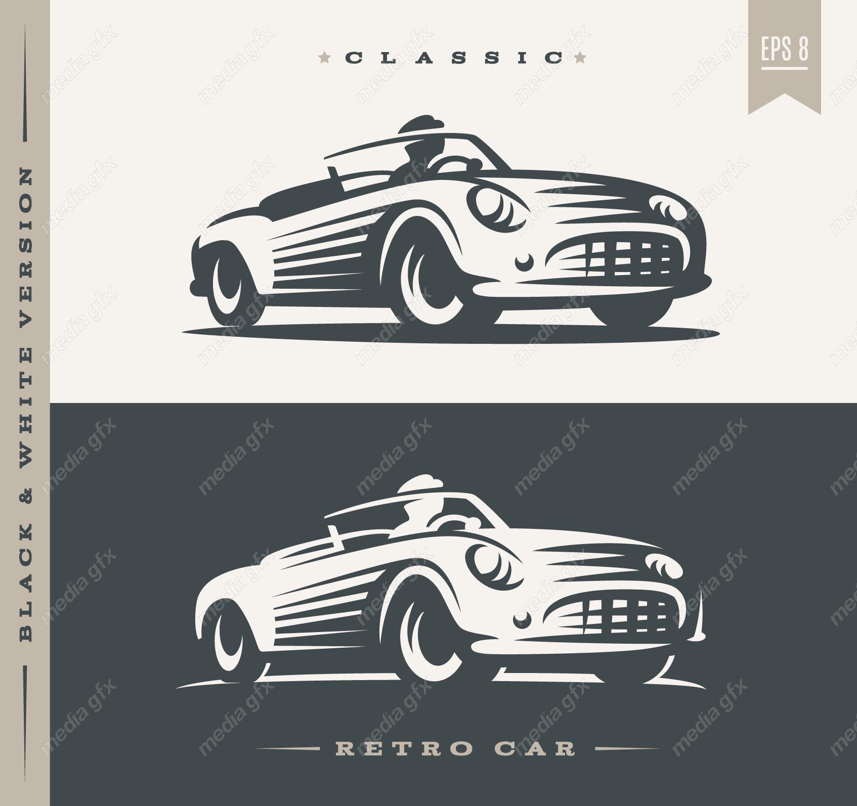 وکتور طرح لوگوی ماشین یا خودروی قدیمی و نوستالژیک MV005099