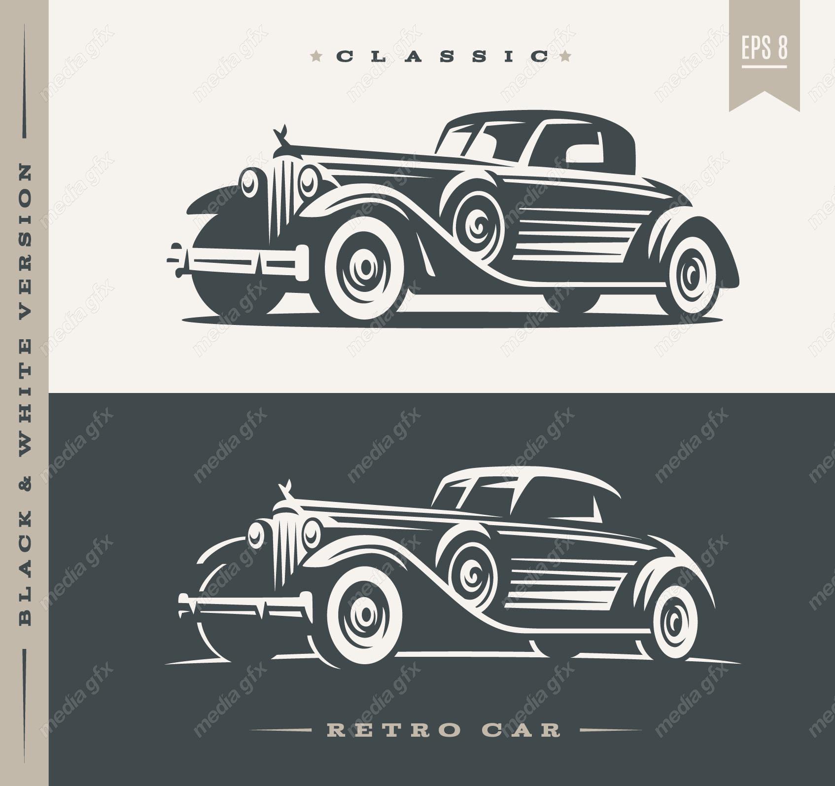 وکتور طرح لوگوی ماشین یا خودروی قدیمی و نوستالژیک MV005102