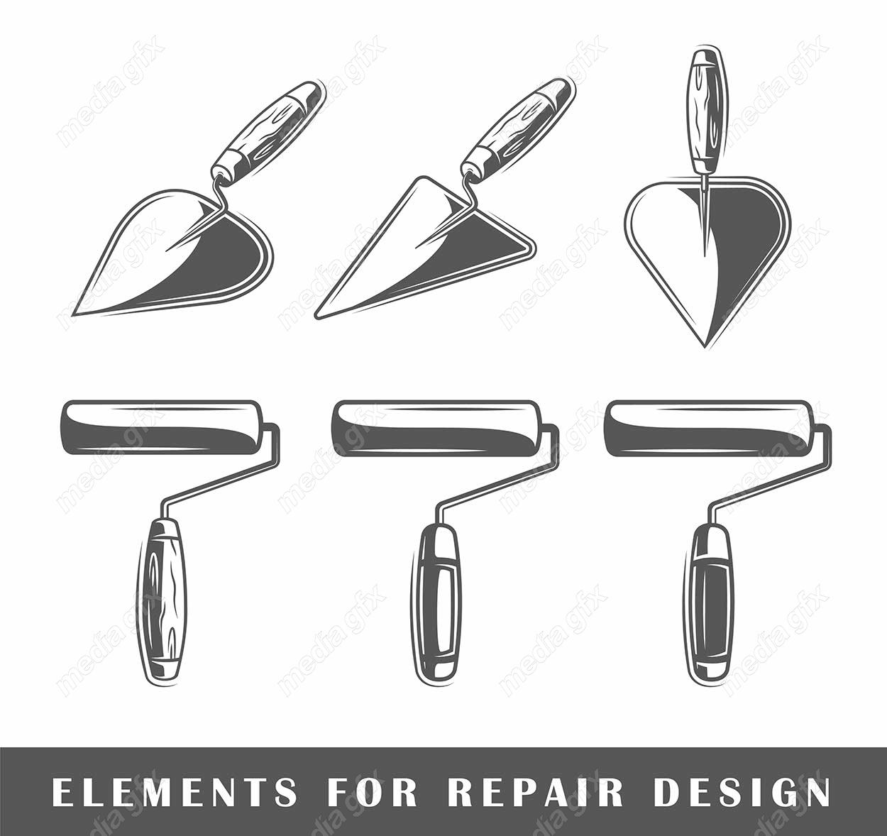وکتور ابزار – ماله و غلطک رنگ MV005118