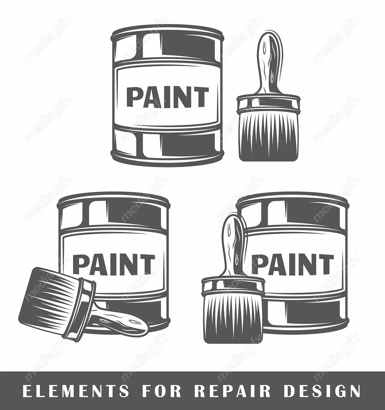 وکتور قوطی رنگ و فرچه فرنگ MV005125