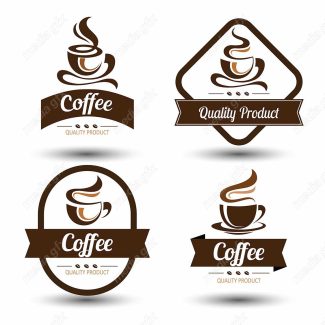 وکتور طرح لوگو و لیبل فنجان قهوه و کافی شاپ MV005139