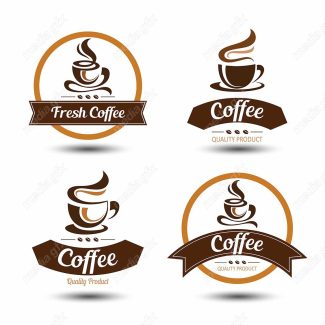 وکتور طرح لوگو و لیبل فنجان قهوه و کافی شاپ MV005140