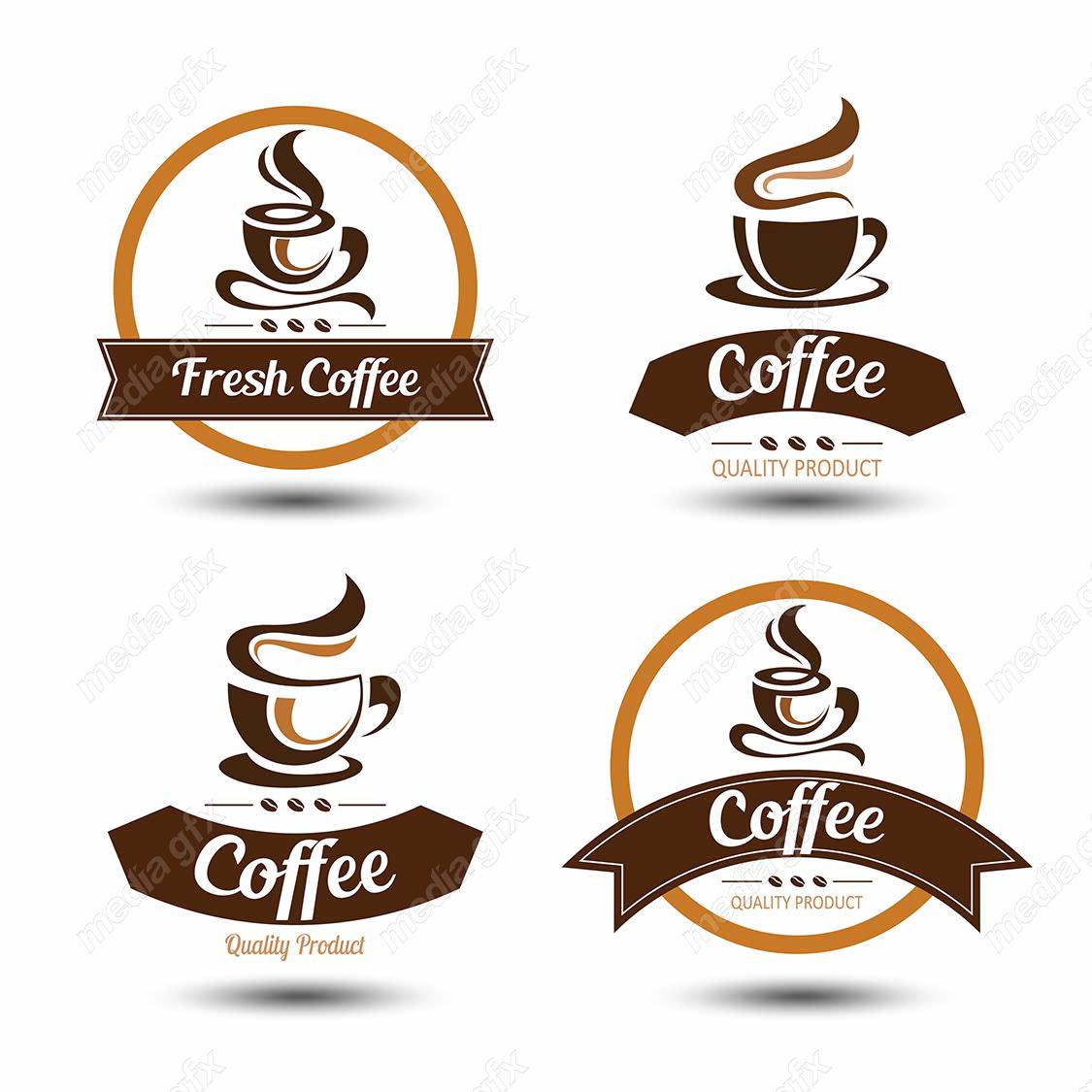 وکتور طرح لوگو و لیبل فنجان قهوه و کافی شاپ MV005140