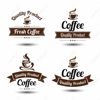 وکتور طرح لوگو و لیبل فنجان قهوه و کافی شاپ MV005141