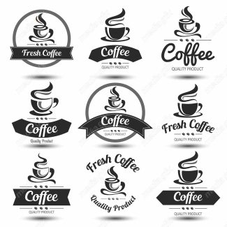 وکتور طرح لوگو و لیبل فنجان قهوه و کافی شاپ MV005142