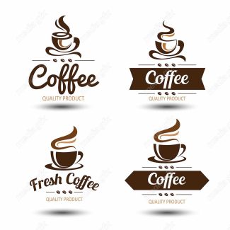 وکتور طرح لوگو و لیبل فنجان قهوه و کافی شاپ MV005145
