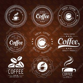وکتور طرح لوگو و لیبل فنجان قهوه و کافی شاپ MV005151