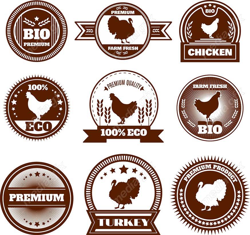 وکتور طرح لوگو و لیبل مرغ و خروس و مرغداری MV005155