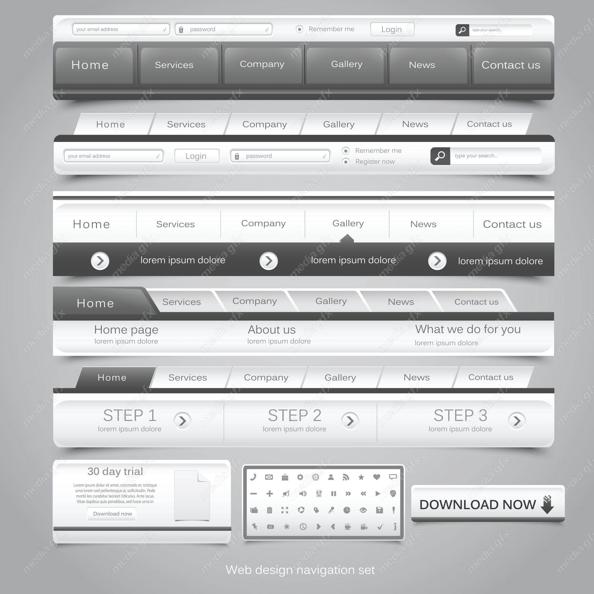 وکتور تب و منو وب سایت دانلود رایگان  MV005287