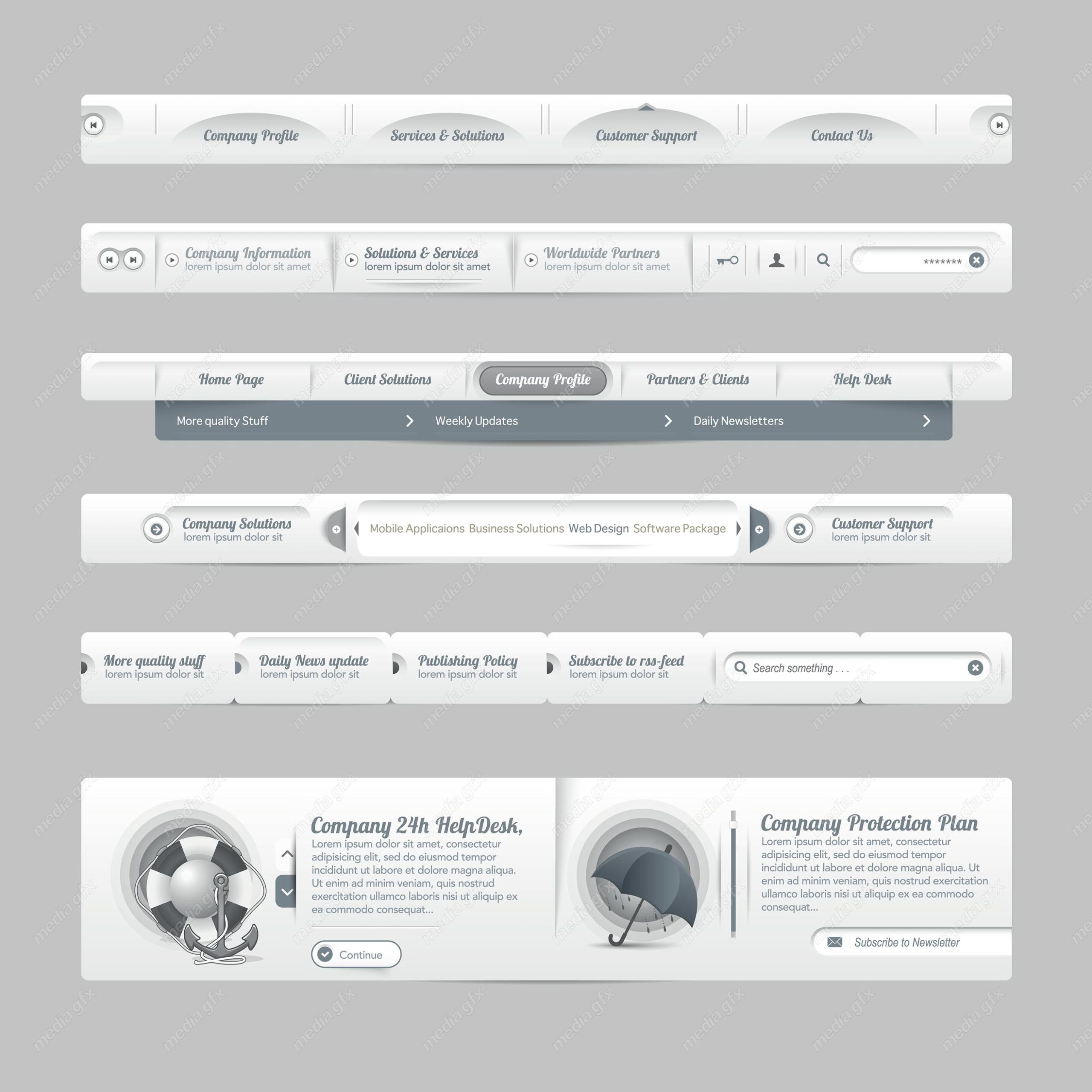 وکتور تب و منو وب سایت دانلود رایگان  MV005299