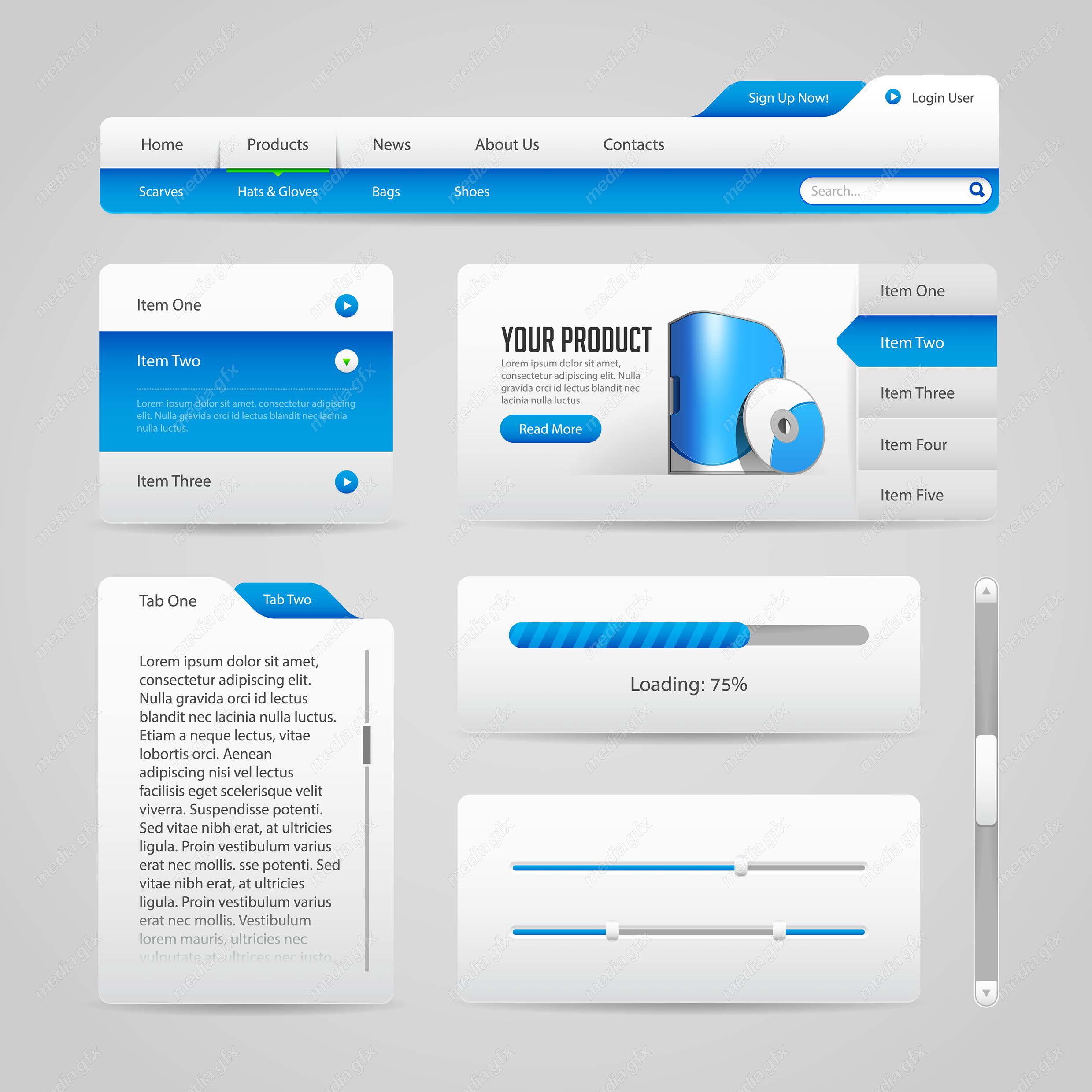 وکتور تب و منو وب سایت دانلود رایگان  MV005305