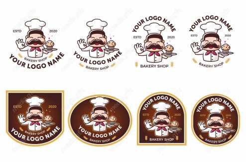 وکتور لوگوی کارتونی آشپزی غذا و شیرینی پزی سرآشپز  MV005418