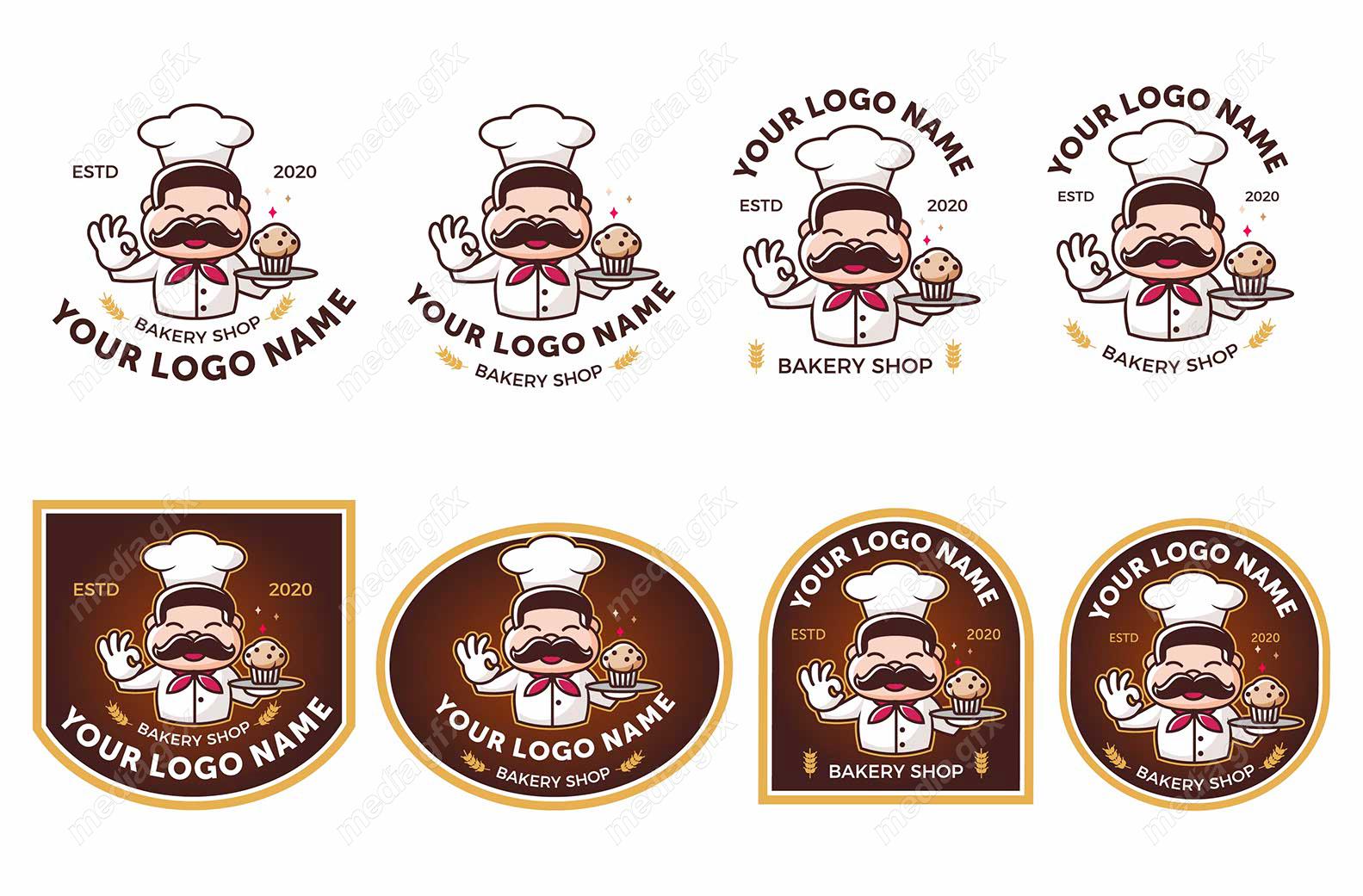 وکتور لوگوی کارتونی آشپزی غذا و شیرینی پزی سرآشپز  MV005418