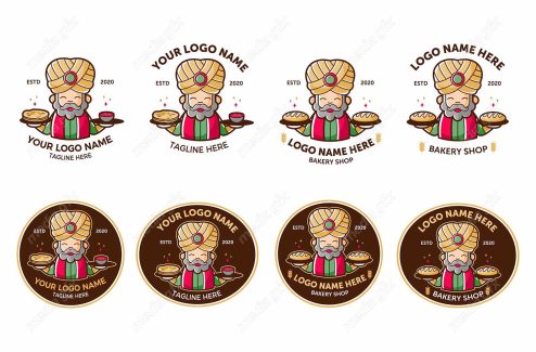 وکتور لوگوی کارتونی آشپزی غذا و شیرینی پزی سرآشپز  MV005419